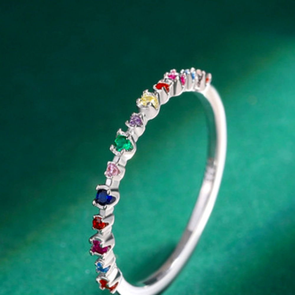 925 Sterling Silver Rainbow Stacking Ring 6, 7, 8
